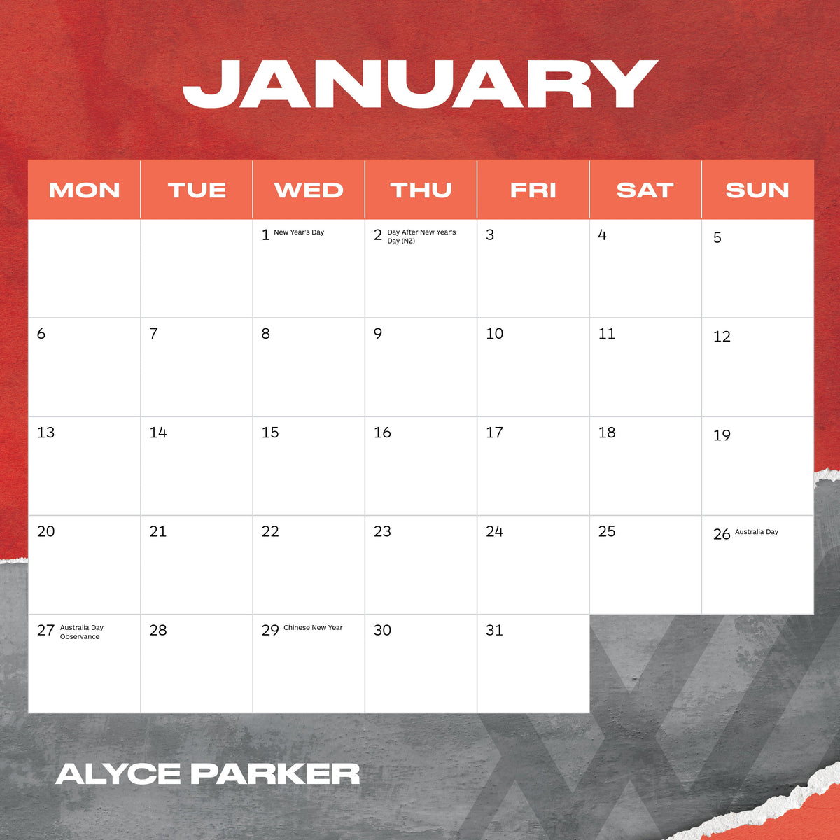 AFL Womens 2025 Calendar Paper Pocket