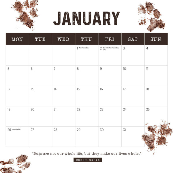 Farm Dogs 2026 Calendar January