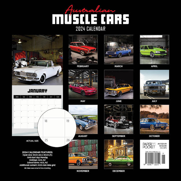 2024 Australian Muscle Cars Calendar – Back Cover