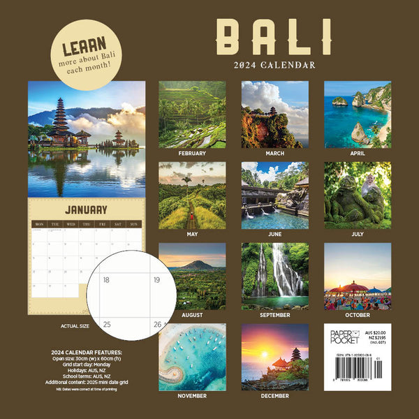 2024 Bali Calendar – Back Cover