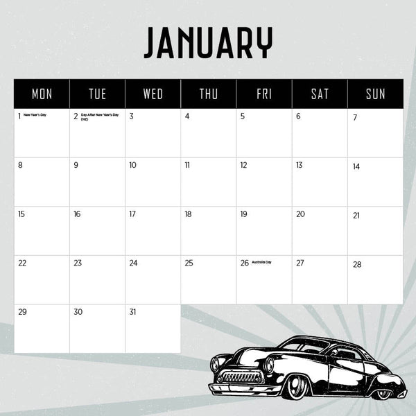2024 Classic Cars Calendar – Month Overview