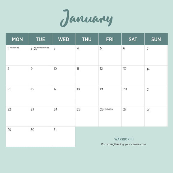 2024 Dog Yoga Calendar – Month Overview