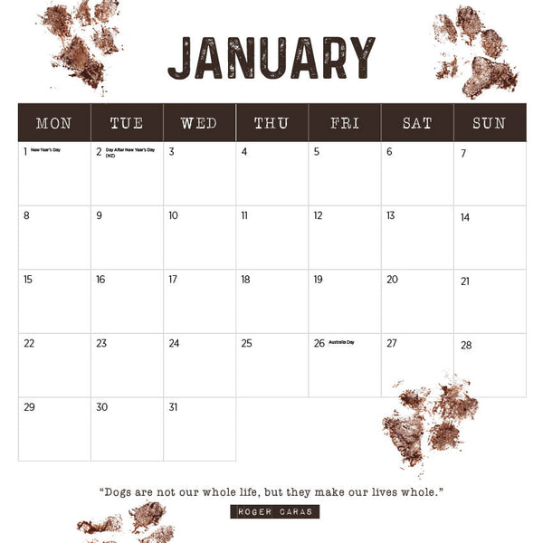 2024 Farm Dogs Calendar – Month Overview