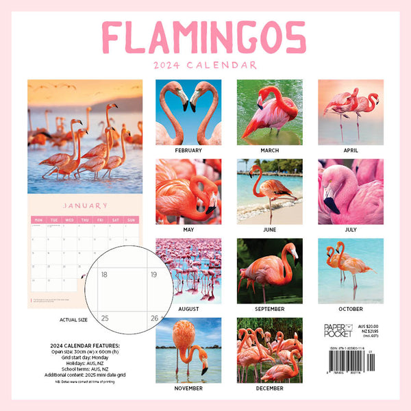 2024 Flamingos Calendar – Back Cover