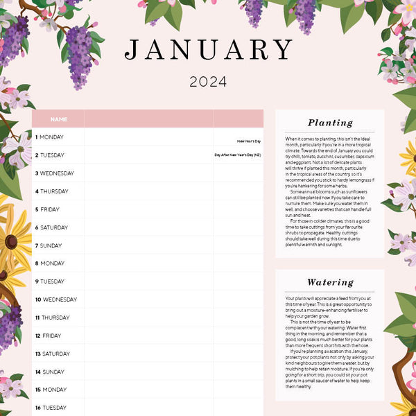 2024 Gardeners Almanac Calendar – Internal Image