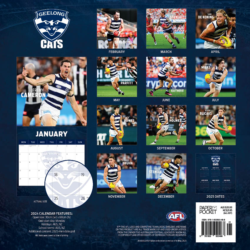 2024 AFL Geelong Cats Calendar Paper Pocket