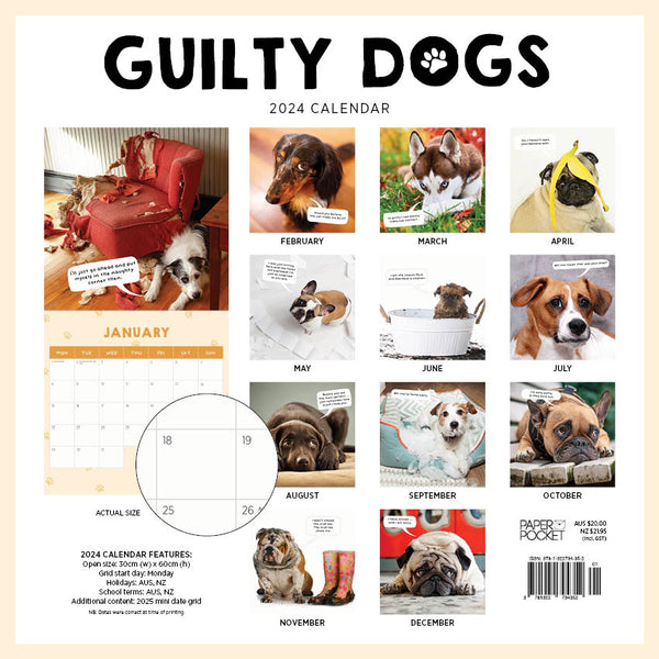 2024 Guilty Dogs Calendar – Back Cover
