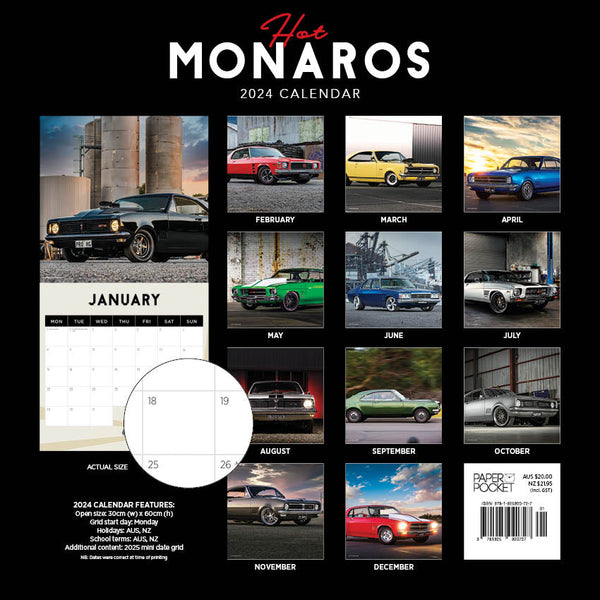 2024 Hot Monaros Calendar – Back Cover