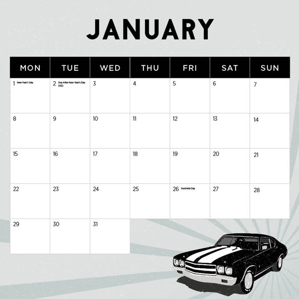 2024 Hot Mustangs Calendar – Month Overview
