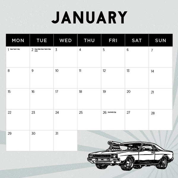 2024 Hot Toranas Calendar – Month Overview