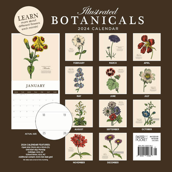 2024 Illustrated Botanicals Calendar – Back Cover
