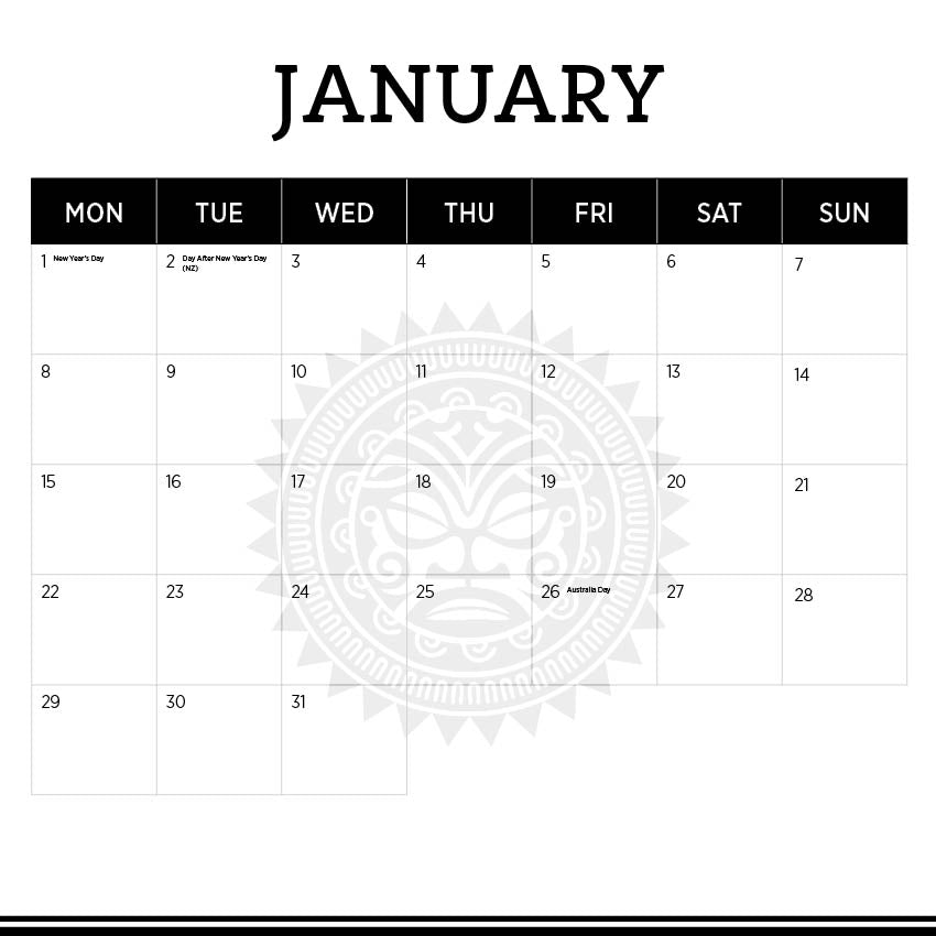 2024 New Zealand Calendar Paper Pocket