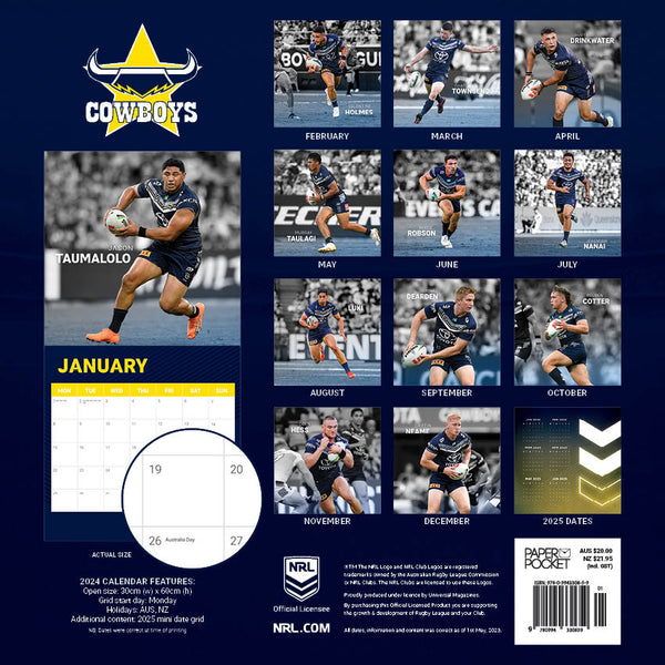2024 Nrl North Queensland Cowboys Calendar – Back Cover