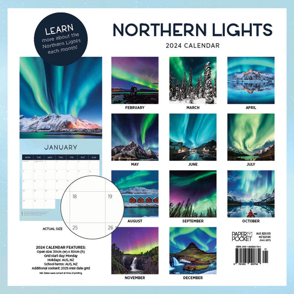 2024 Northern Lights Calendar – Back Cover