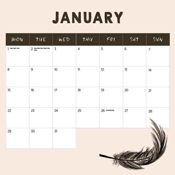 2024 Our Australia Exotic Birds Calendar – Month Overview