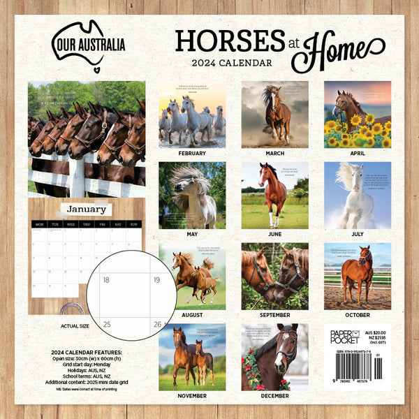 2024 Our Australia Horses At Home Calendar – Back Cover