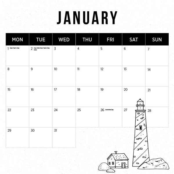 2024 Our Australia Lighthouses Calendar – Month Overview
