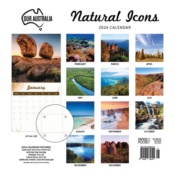 2024 Our Australia Natural Icons Calendar – Back Cover