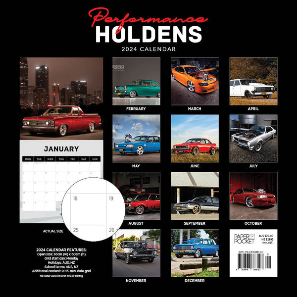 2024 Performance Holdens Calendar – Back Cover