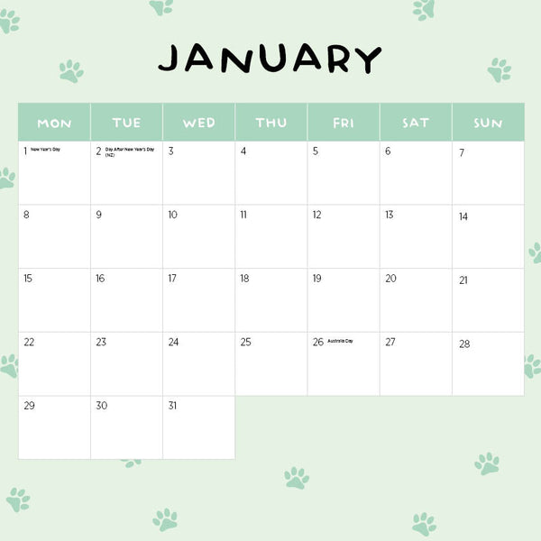 2024 Puppies In A Pickle Calendar – Month Overview