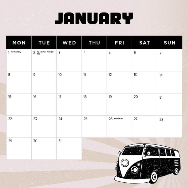 2024 Retro Vans Calendar – Month Overview