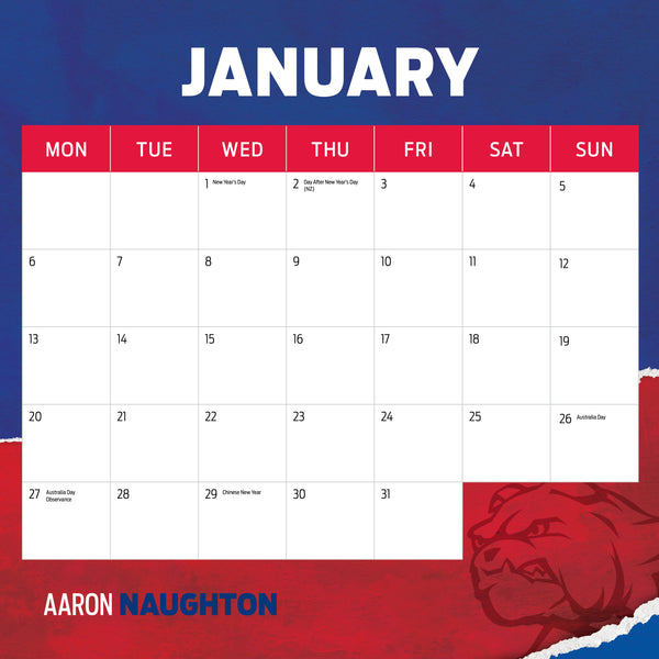 AFL Western Bulldogs Calendar 2025 January