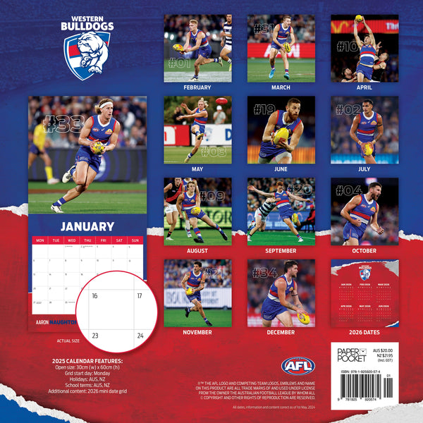 AFL Western Bulldogs Calendar 2025 Monthly Overview
