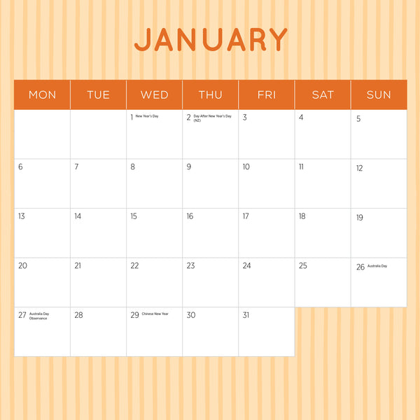 Animal Friends Calendar 2025 January