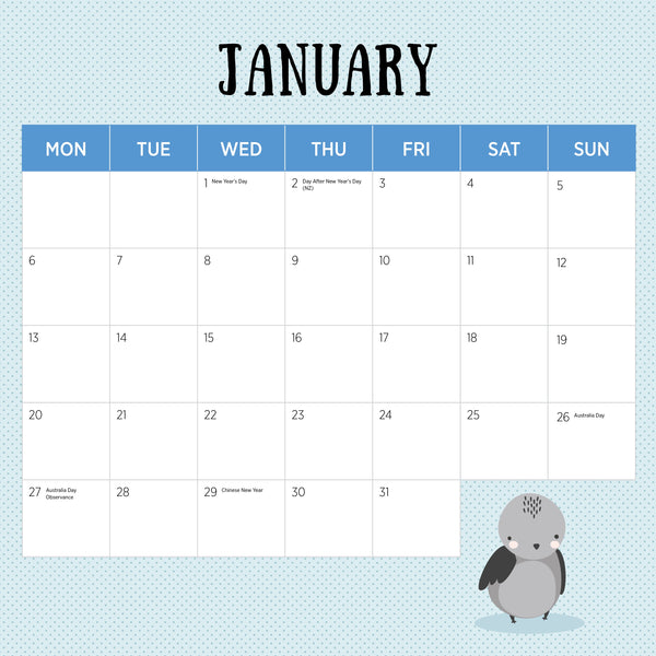 Baby Animals Calendar 2025 January
