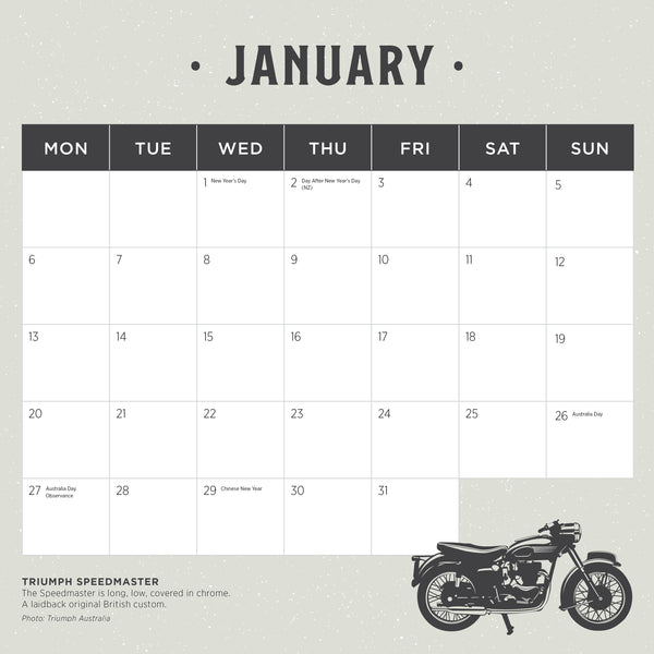 Best of British Motorcyles Calendar 2025 January