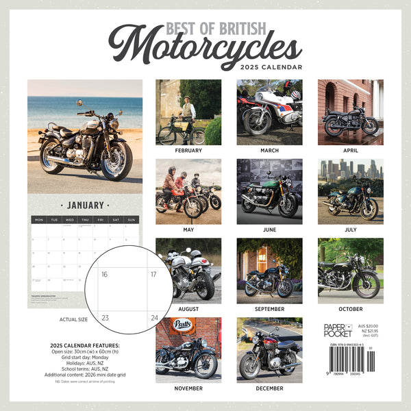 Best of British Motorcyles Calendar 2025 Monthly Overview
