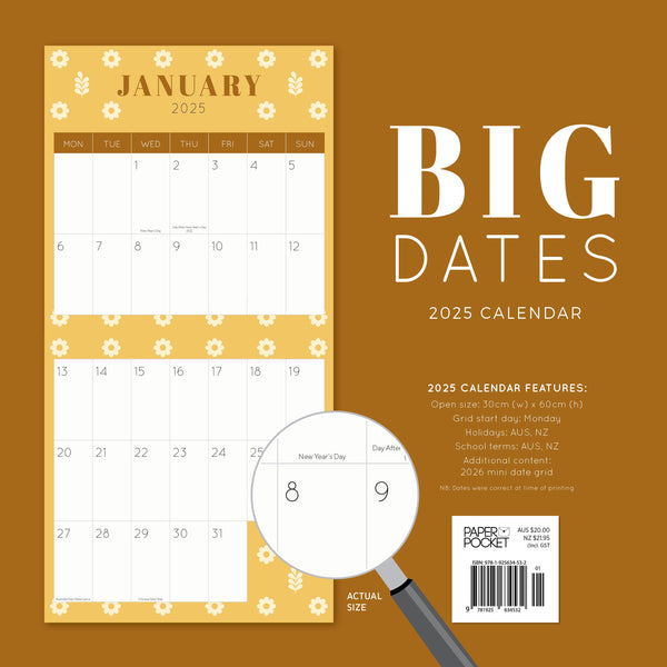 Big Dates Calendar 2025 Monthly Overview