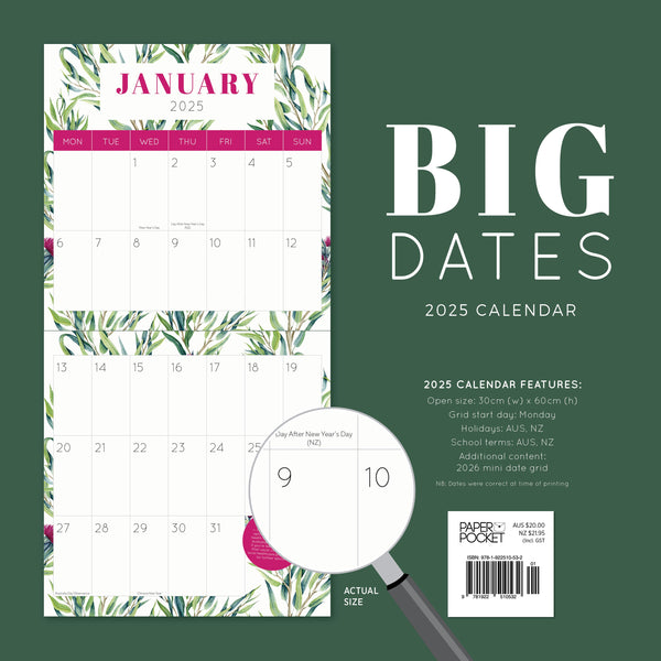 Big Dates Australiana Calendar 2025 Monthly Overview