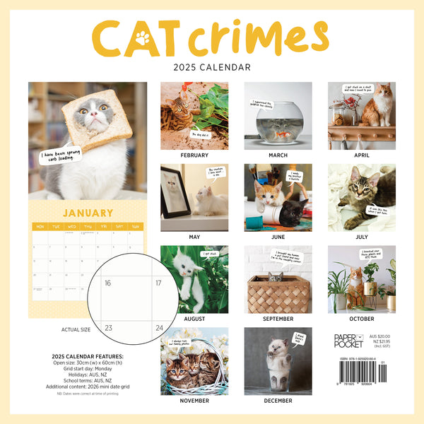 Cat Crimes Calendar 2025 Monthly Overview