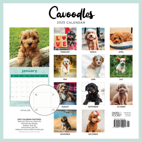 Cavoodles Calendar 2025 Monthly Overview