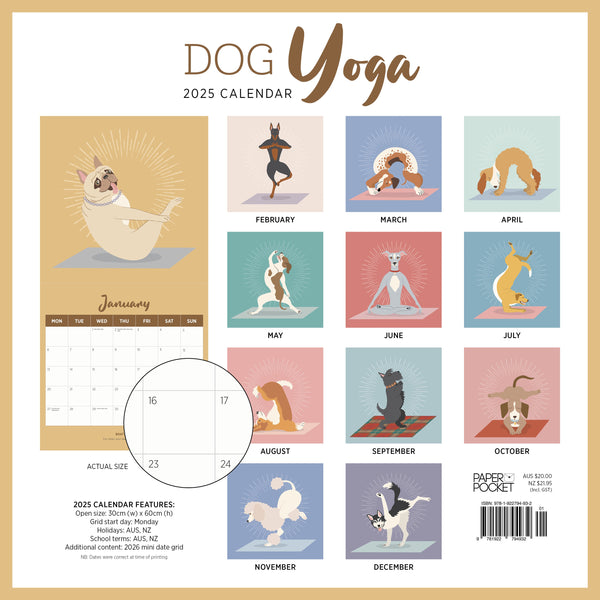 Dog Yoga Calendar 2025 Monthly Overview
