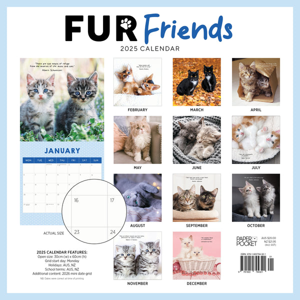 Fur Friends Calendar 2025 Monthly Overview