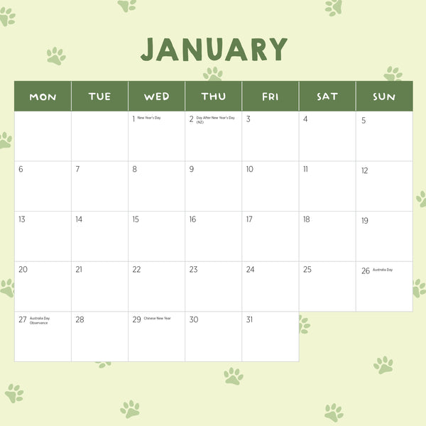 Guilty Dogs Calendar 2025 January