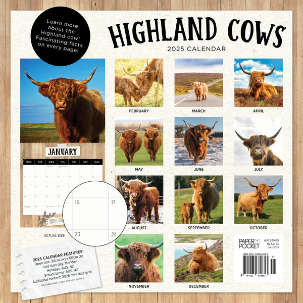 Highland Cows Calendar 2025 Monthly Overview