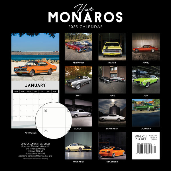 Hot Monaros Calendar 2025 Monthly Overview