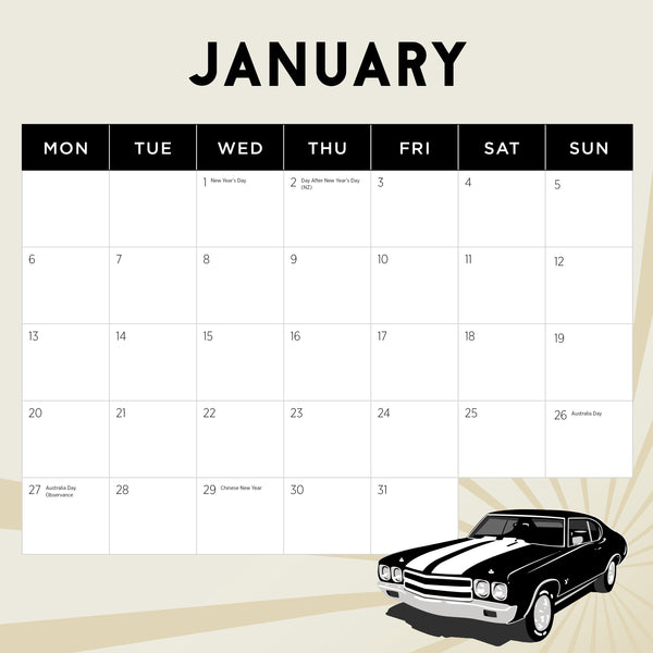 Hot Mustangs Calendar 2025 January
