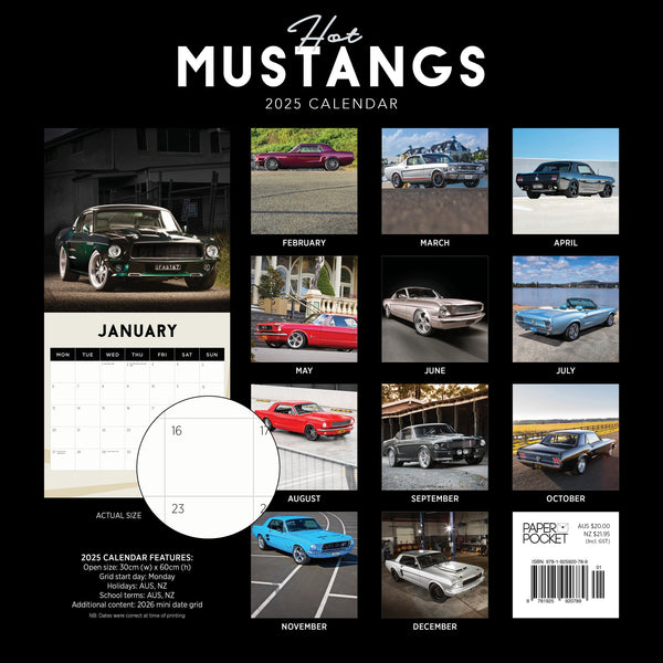 Hot Mustangs Calendar 2025 Monthly Overview