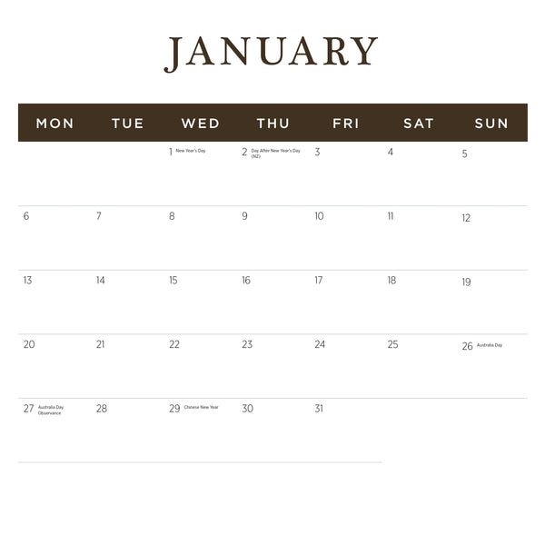 Illustrated Birds Calendar 2025 January
