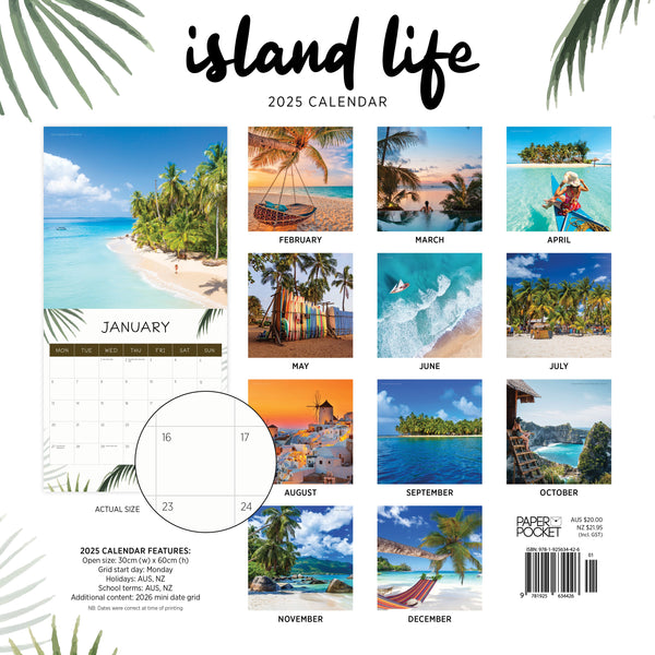 Island Life Calendar 2025 Monthly Overview