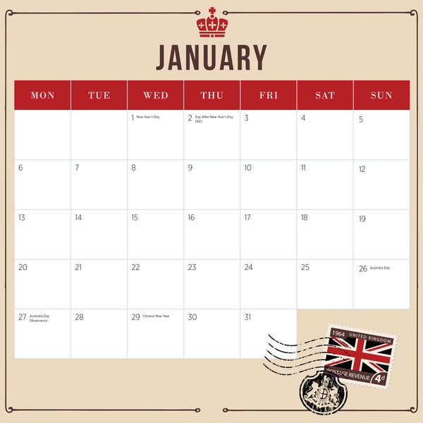 London Calendar 2025 January