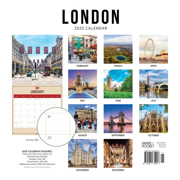 London Calendar 2025 Monthly Overview
