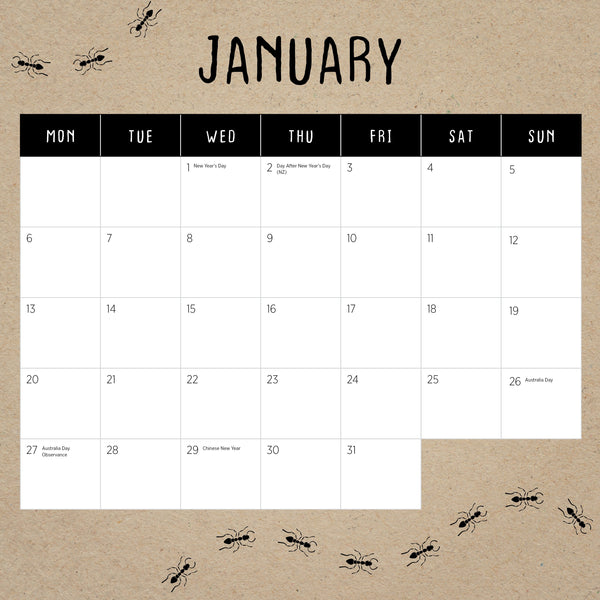 Meerkats Calendar 2025 January