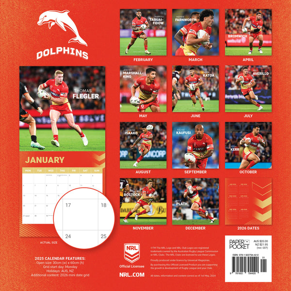 NRL Dolphins Calendar 2025 Monthly Overview