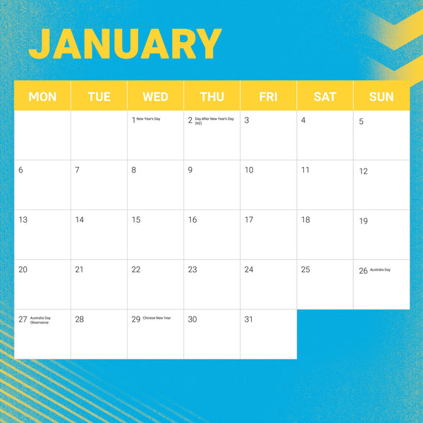NRL Gold Coast Titans Calendar 2025 January