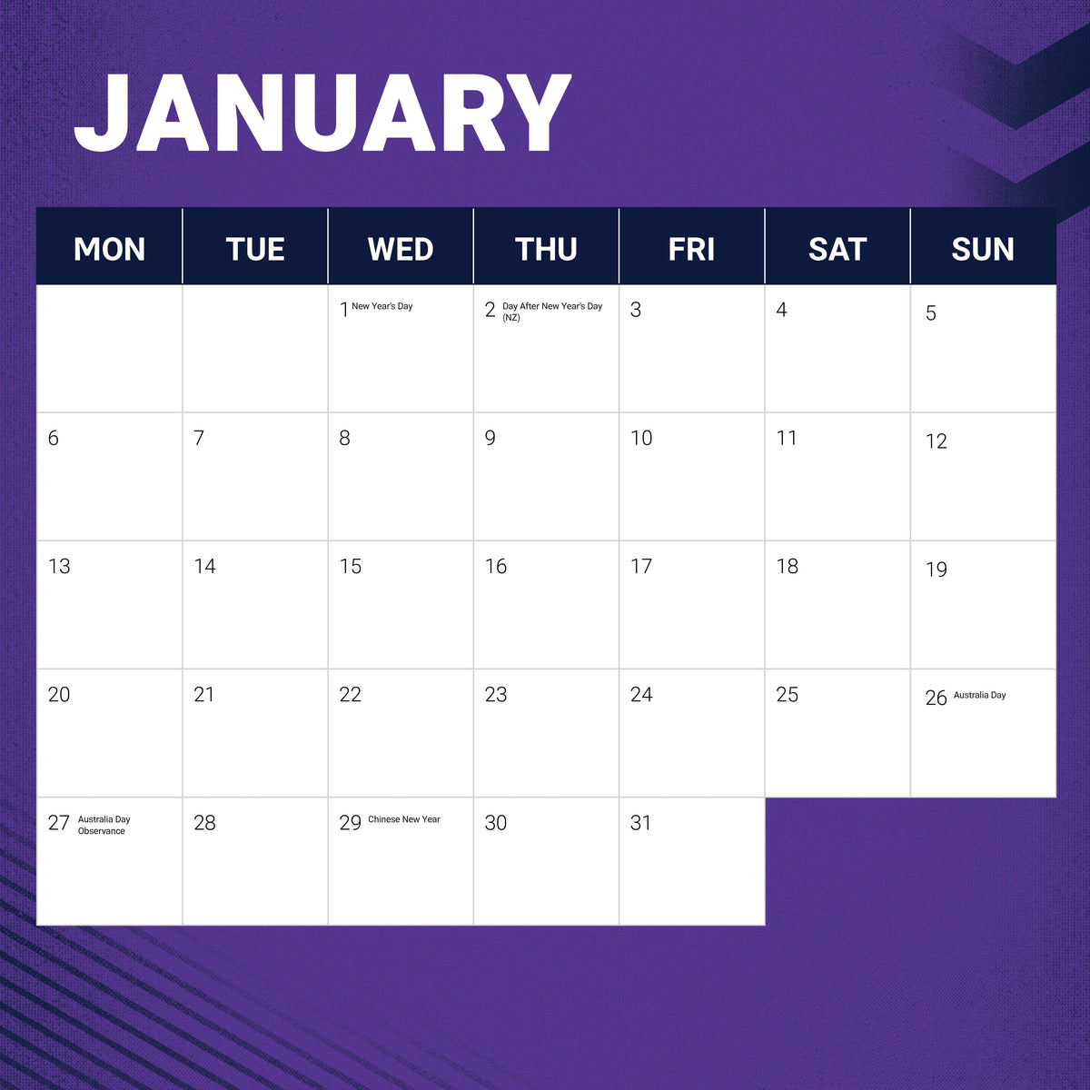 NRL Melbourne Storm 2025 Calendar Paper Pocket NRL Melbourne Storm 2025 Calendar Paper Pocket